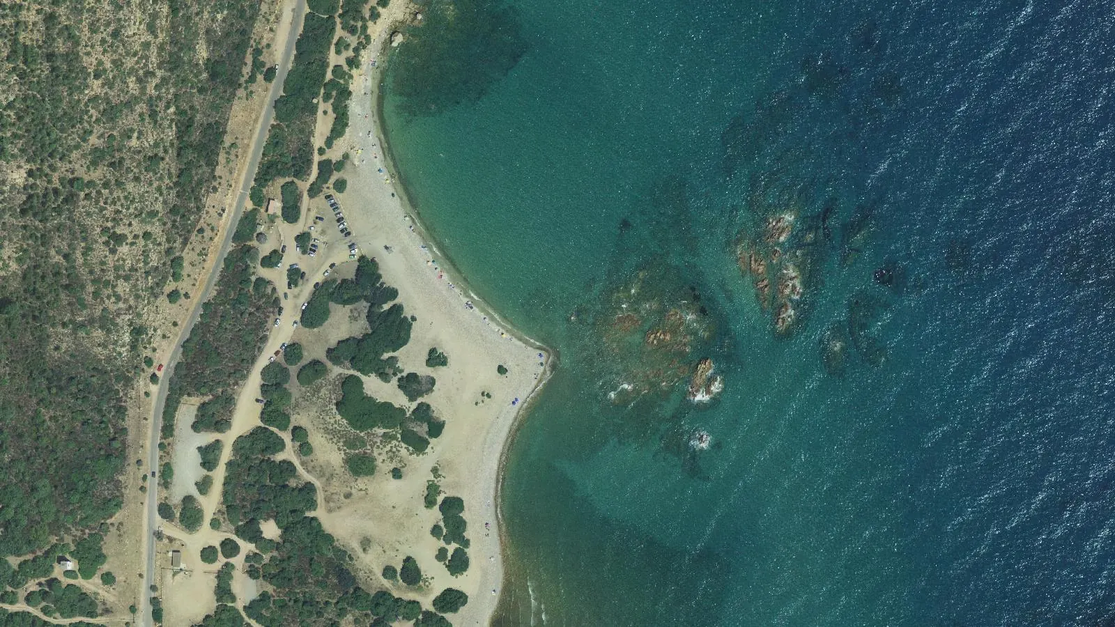 Vue aérienne de Cala Bacu Praidas