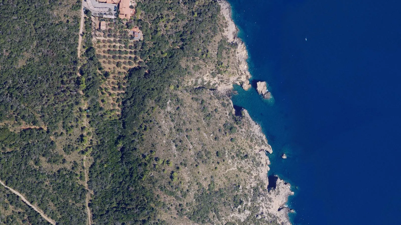 Aerial view of Cala dei Santi