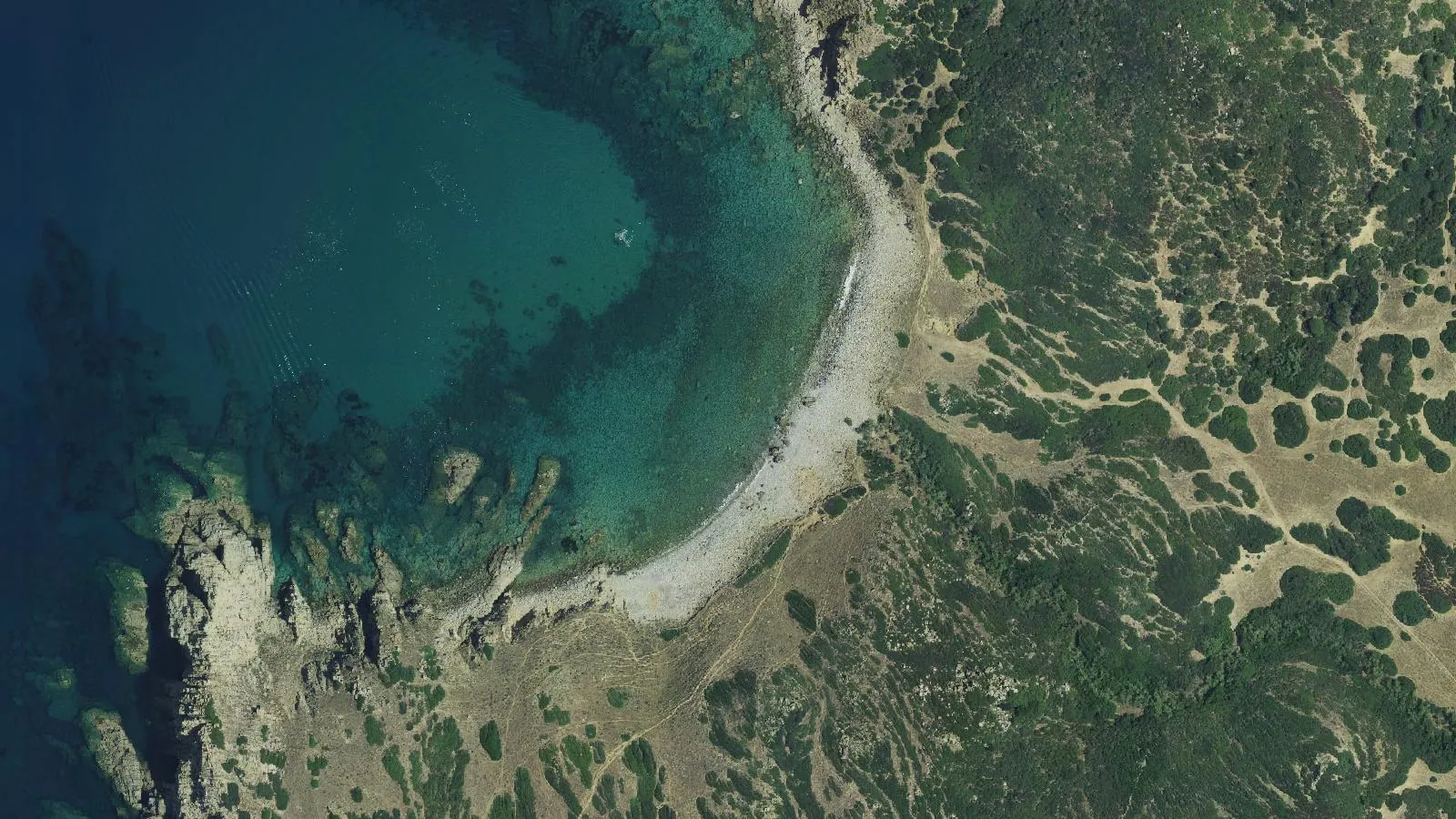 Luftbild von Cala Is Tramatzus