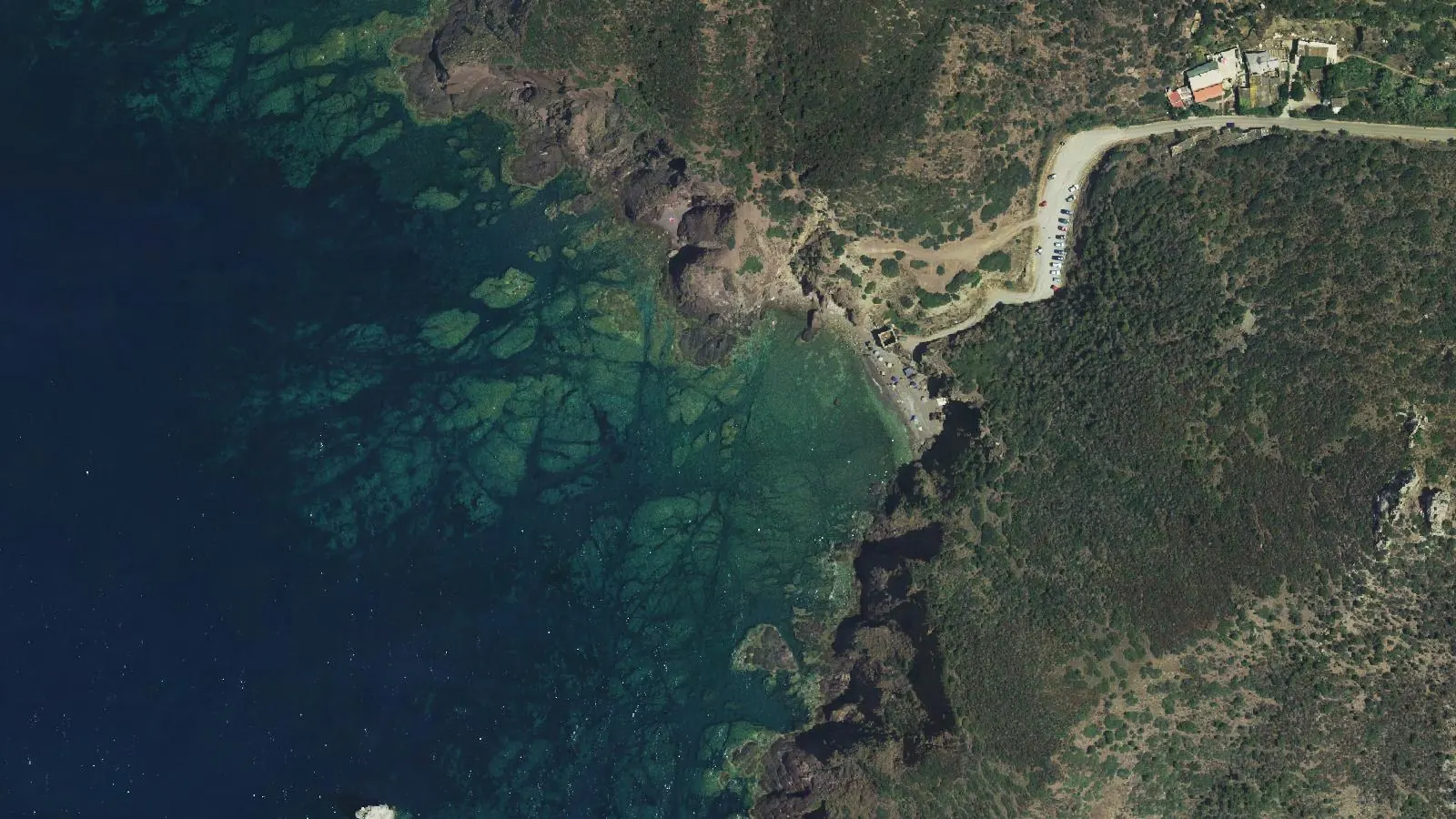 Luftbild von Cala Portu Banda