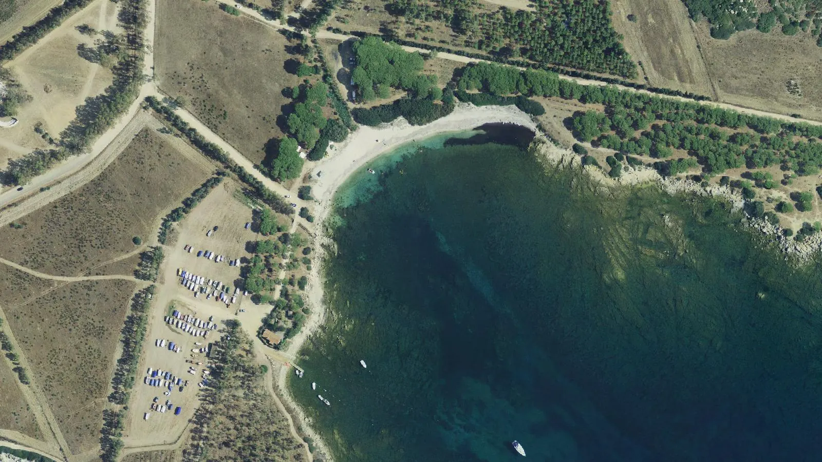 Luftbild von Spiaggia Capo Ferrato Porto Pirastu