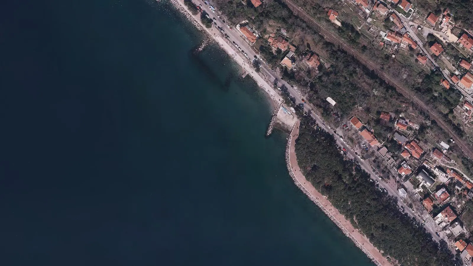 Vista aerea di Spiaggia de la Mula de Trieste