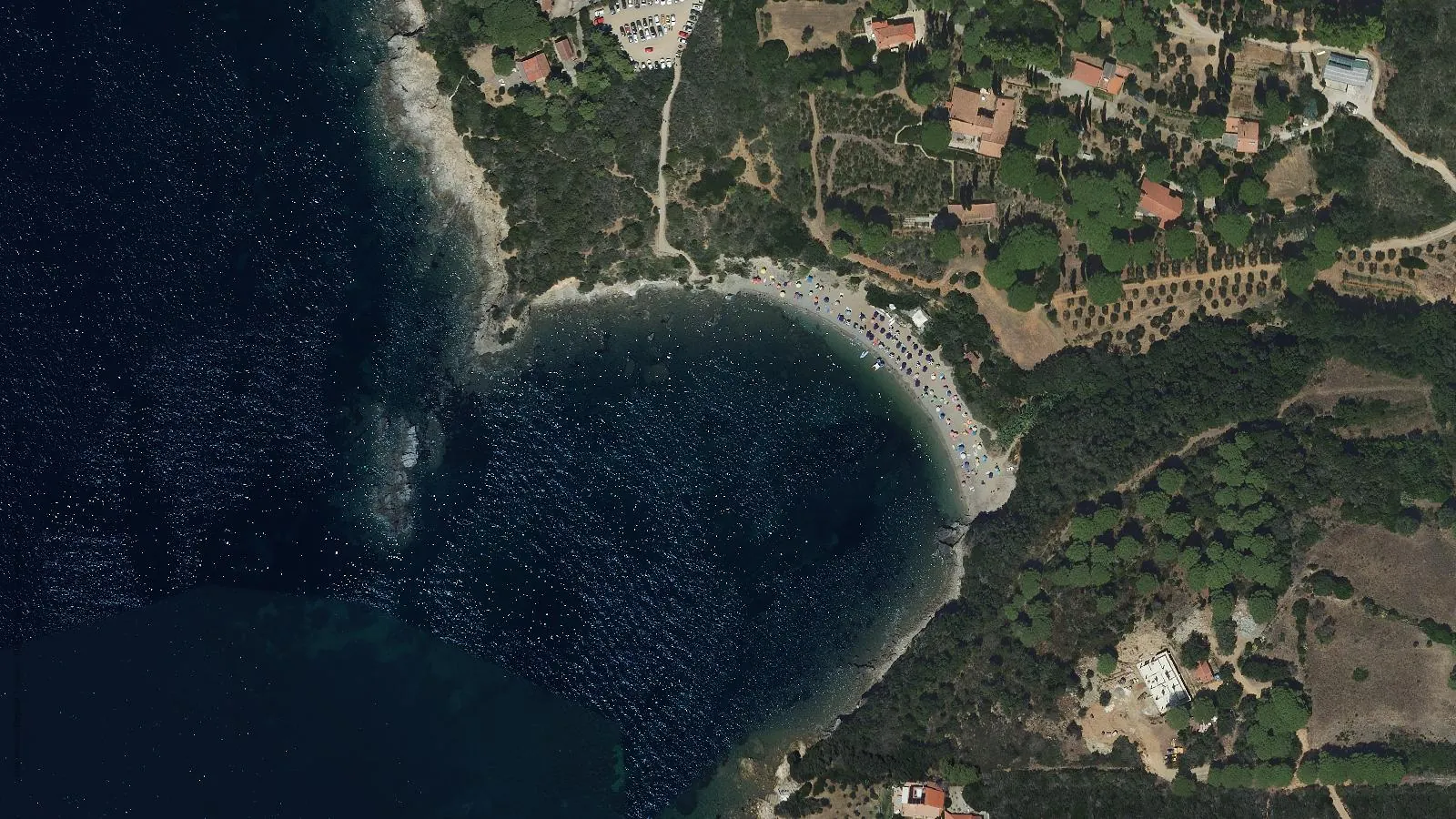 Aerial view of Spiaggia di Barabarca
