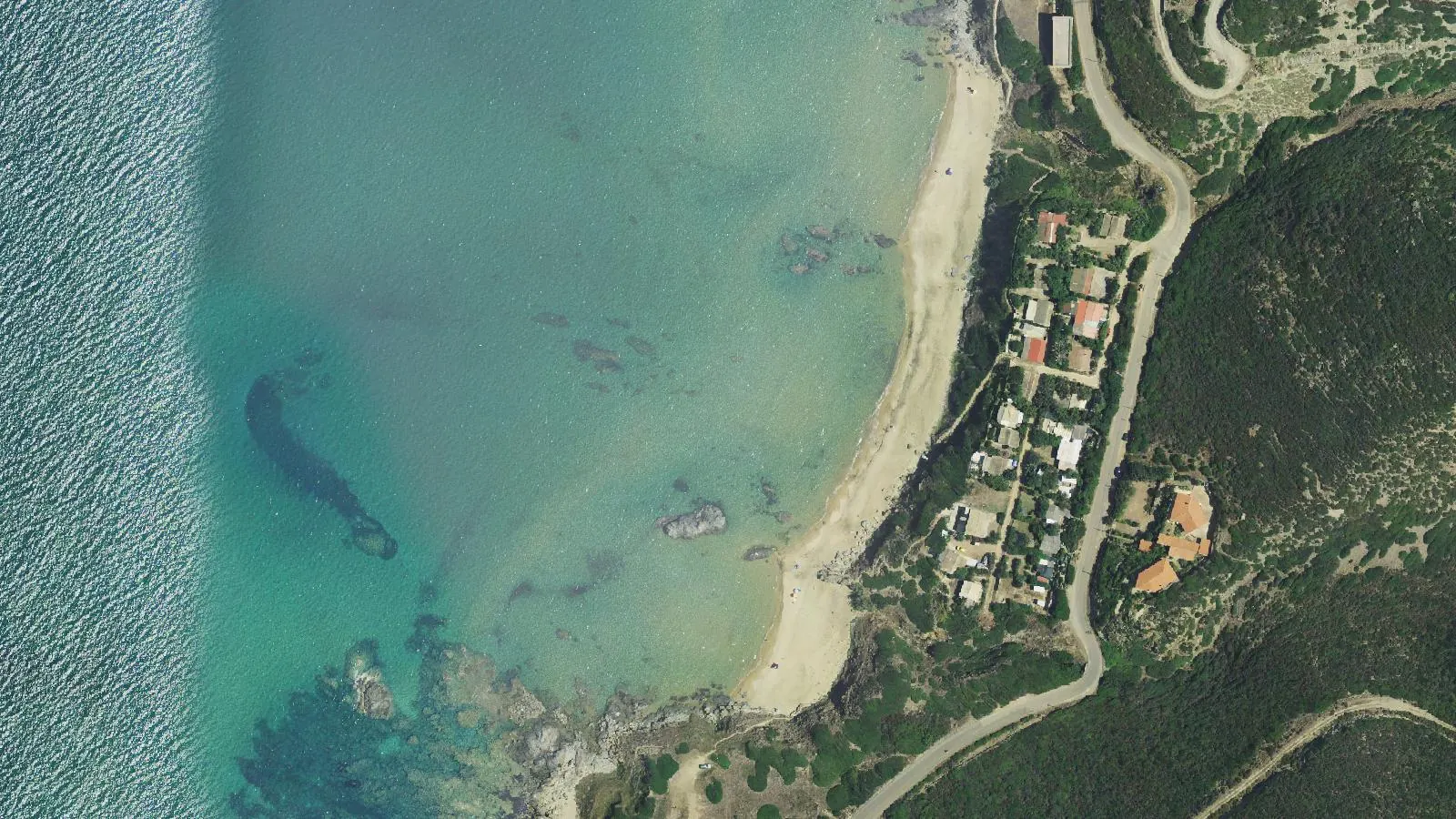 Vista aerea di Spiaggia di Gùturu Flùmini