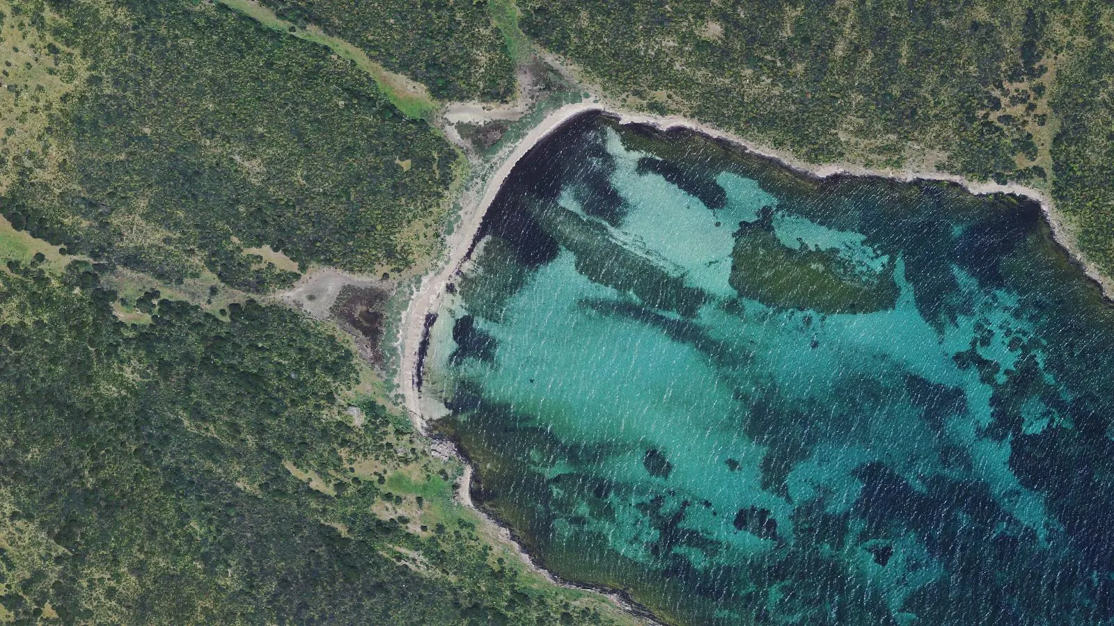 Aerial view of Isola Piana beach