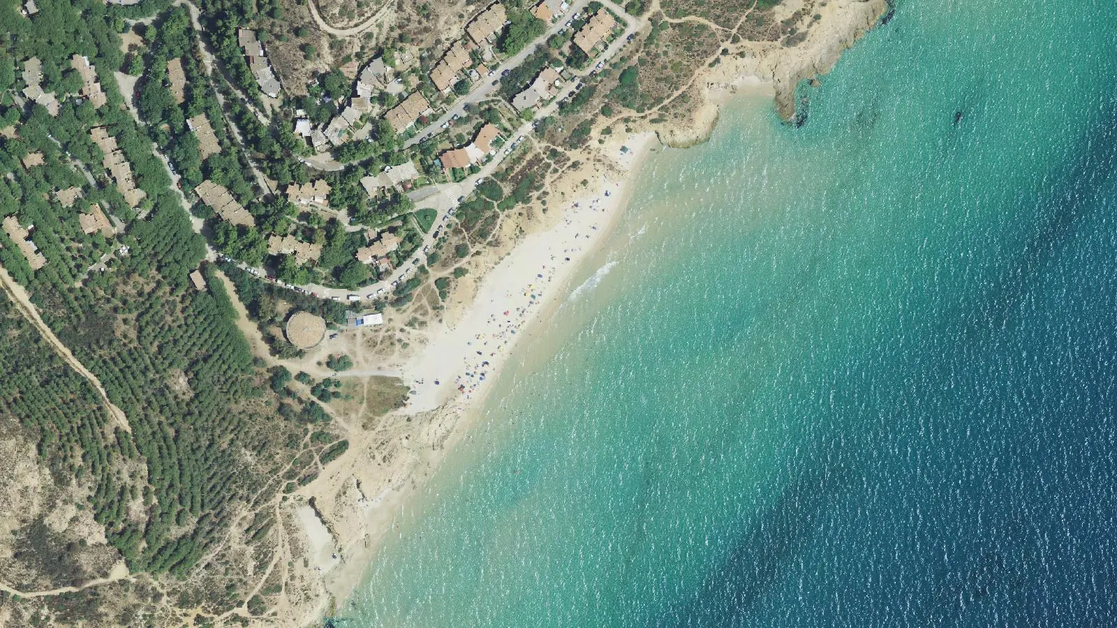 Aerial view of Spiaggia di Pinus Village