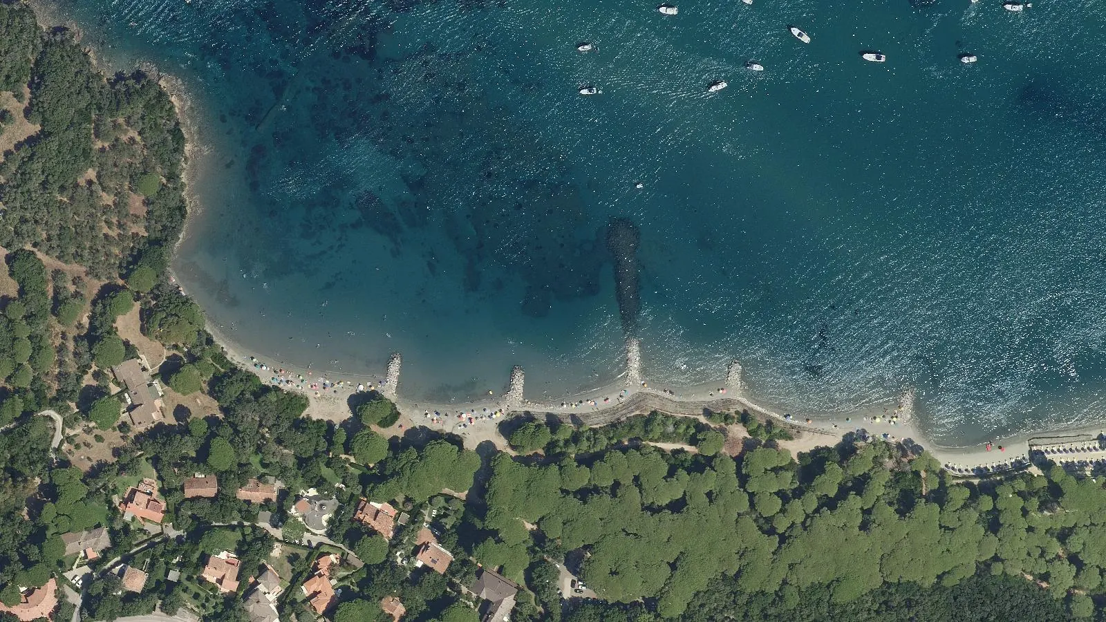 Luftbild von Strand von Poggio del Barbiere