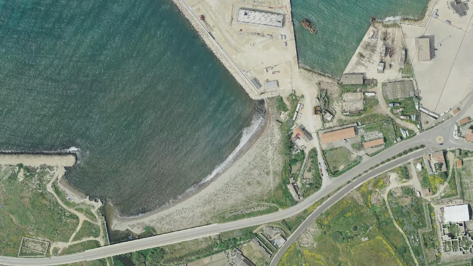 Luftbild von Strand von Posthudorra/Porto Torres