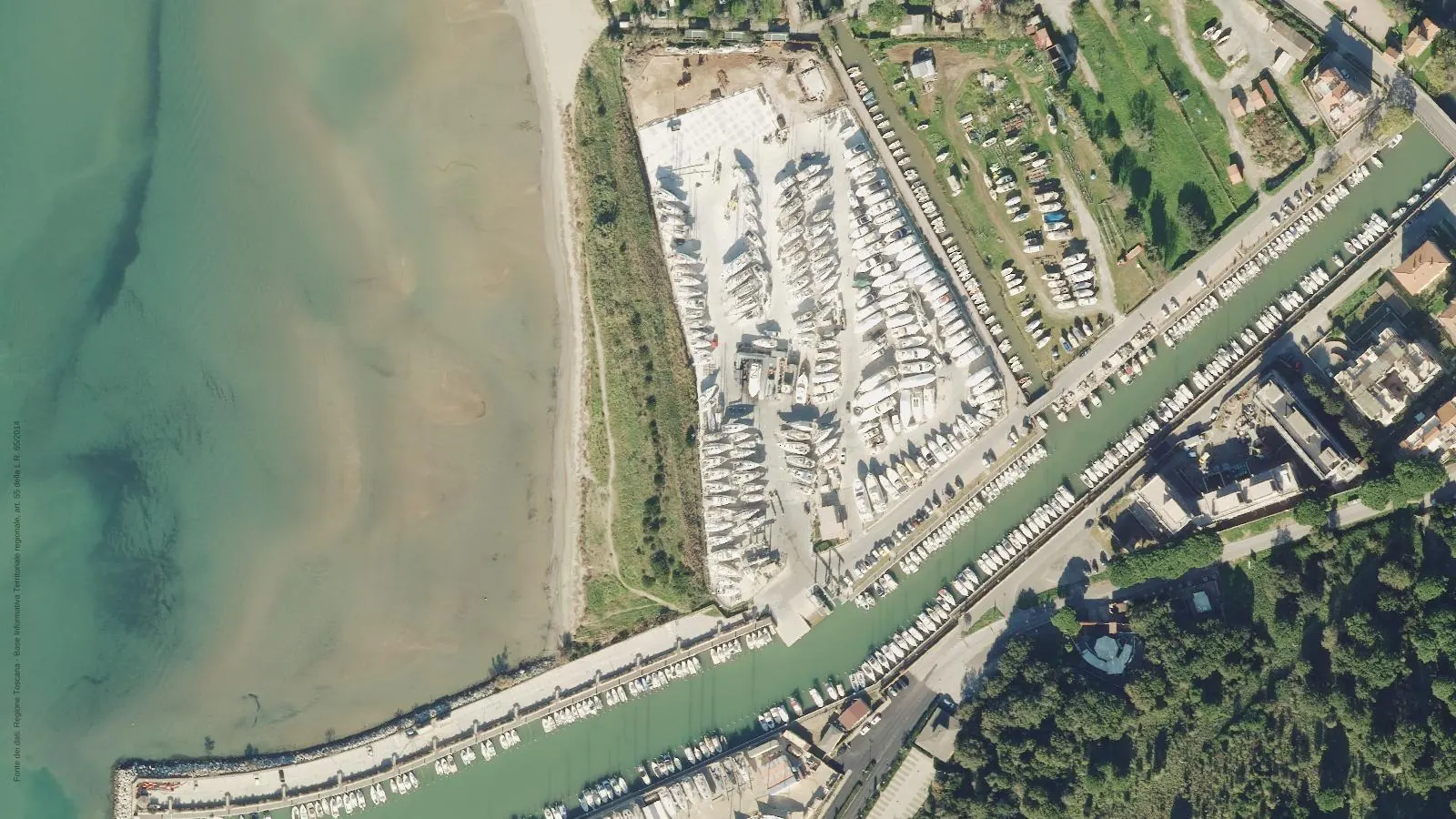 Luftbild von Strand von Puntone di Scarlino