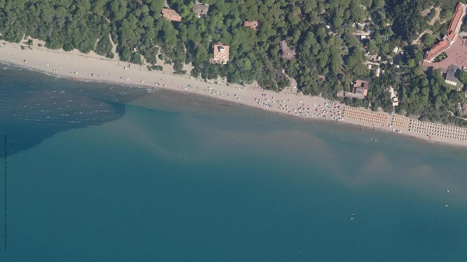 Luftbild von Strand von Roccamare