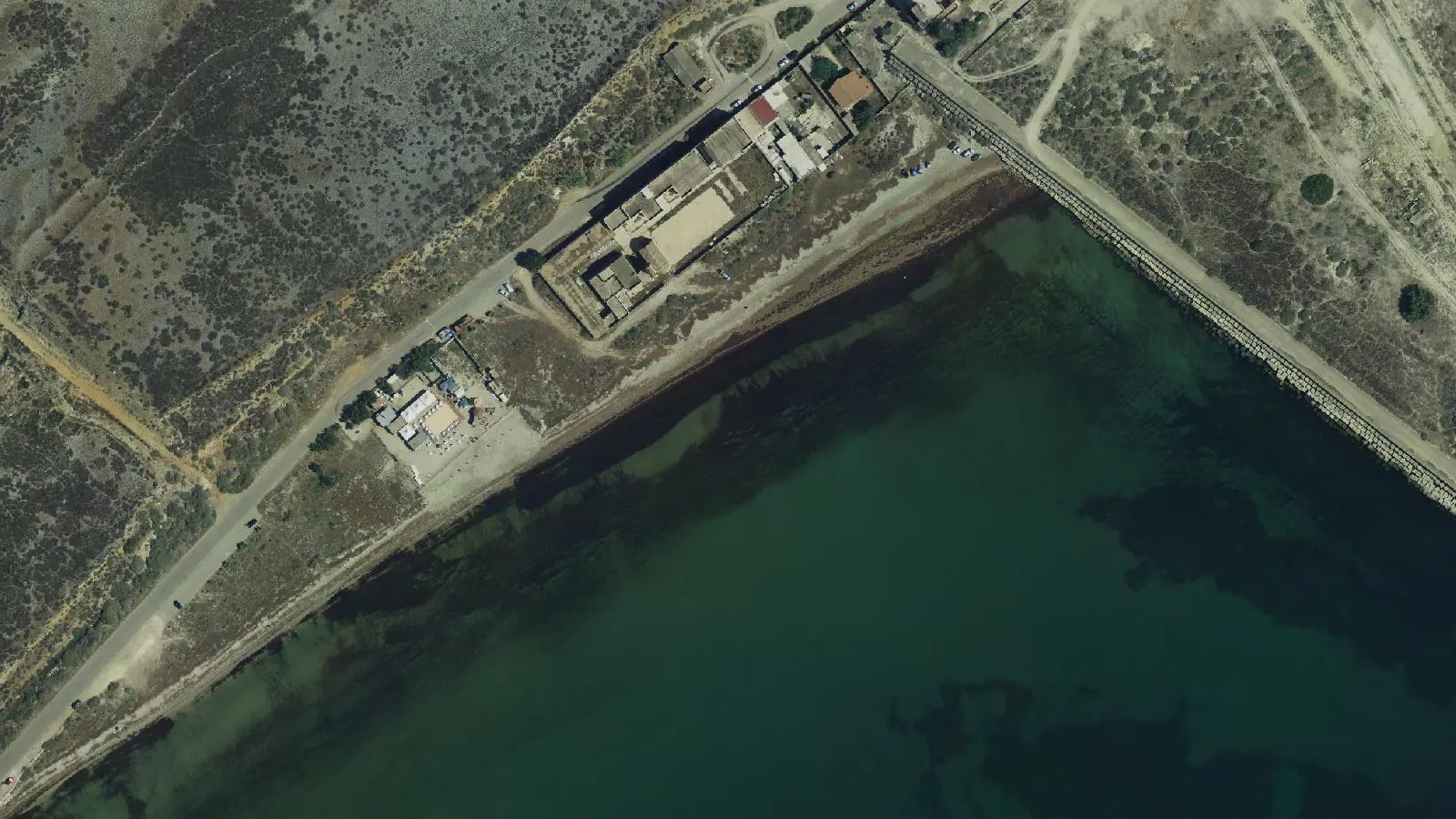 Vista aerea di Spiaggia di Saline vecchie de su Cùcuru