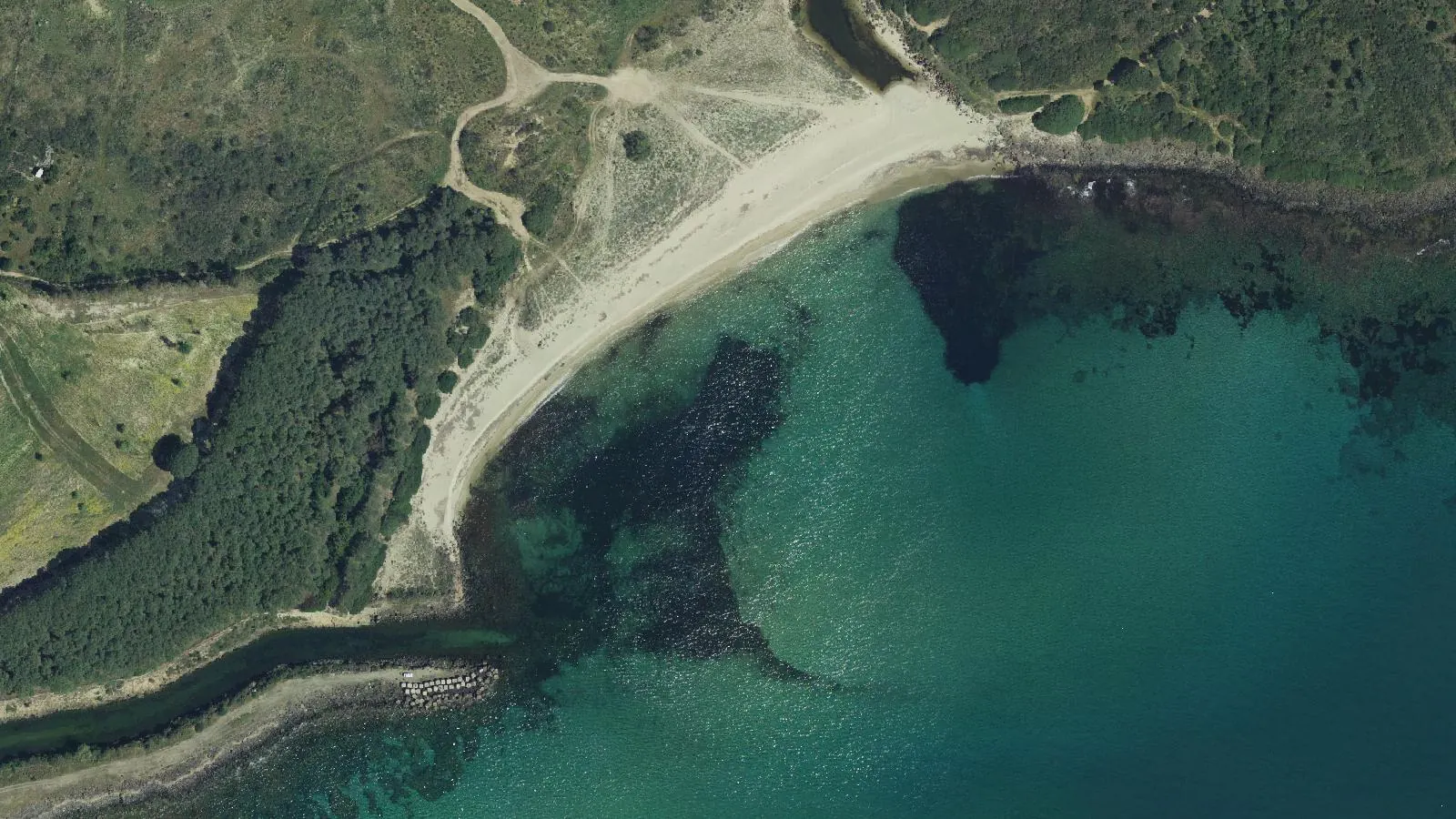 Aerial view of Spiaggia Foche Pizzinna