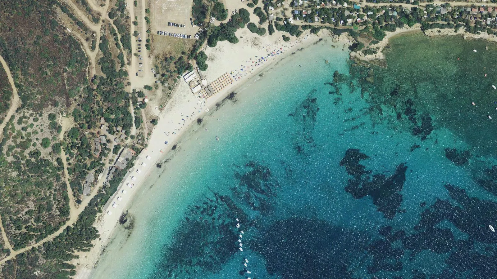 Vista aerea di Spiaggia Portu Tramatzu